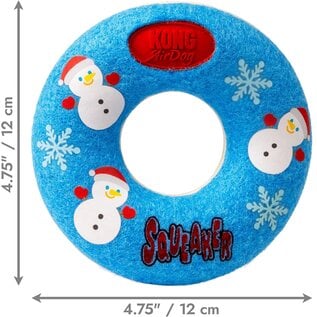 KONG KONG Holiday AirDog Donut Dog Toy – Squeaky Tennis Ball Material, Non-Abrasive Felt Gentle on Teeth