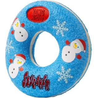KONG KONG Holiday AirDog Donut Dog Toy – Squeaky Tennis Ball Material, Non-Abrasive Felt Gentle on Teeth