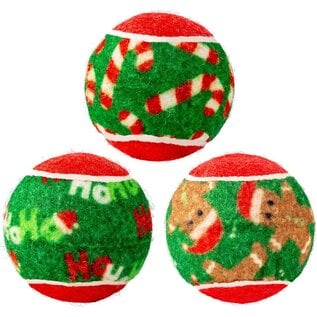 KONG KONG Holiday SqueakAir Tennis Balls Dog Toy 6-Pack Plush-Felt Squeaky Fetch Christmas Theme Small