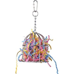 SUPER BIRD CREATIONS Super Bird SB-476 Mini Stainless Steel Treat Cage Filled With Paper, Small 6-1/2" x  3"