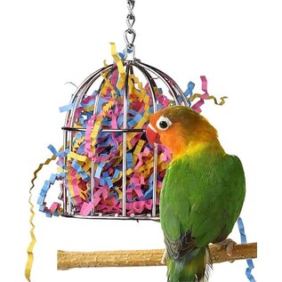 SUPER BIRD CREATIONS Super Bird SB-476 Mini Stainless Steel Treat Cage Filled With Paper, Small 6-1/2" x  3"