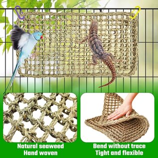 A&E CAGE COMPANY A&E Happy Beaks 14"x24" Rectangle Woven Natural Seagrass Vine Mat