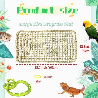 A&E CAGE COMPANY A&E Happy Beaks 14"x24" Rectangle Woven Natural Seagrass Vine Mat