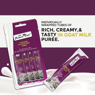 FUSSIE CAT Fussie Cat Super Premium Chicken in Goat Milk Puree, lickable cat Treats, 0.5oz Pouch Pack of 4