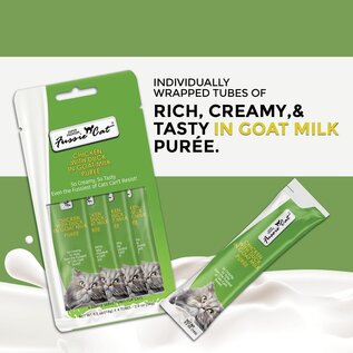 FUSSIE CAT Fussie Cat Super Premium Chicken with Duck in Goat Milk Puree, lickable cat Treats, 0.5oz Pouch Pack of 4