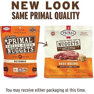 PRIMAL Primal Freeze Dried Raw Dog Food Nuggets, Beef, Complete & Balanced Meal Premium,  Grain Free, High Protein, 14 oz