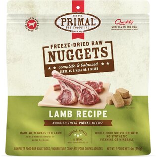PRIMAL Primal Freeze Dried Raw Dog Food Nuggets, Lamb, Complete & Balanced Meal Premium,  Grain Free, High Protein, 14 oz