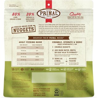 PRIMAL Primal Freeze Dried Raw Dog Food Nuggets, Lamb, Complete & Balanced Meal Premium,  Grain Free, High Protein, 14 oz