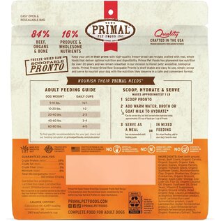 PRIMAL Primal Freeze Dried Dog Food, Pronto, Beef Complete & Balanced Meal Premium, Grain Free High Protein Raw 7 oz