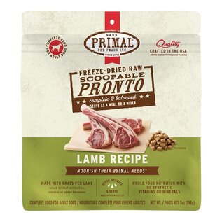 PRIMAL Primal Freeze Dried Raw Dog Food Pronto, Lamb, Complete & Balanced Meal Premium,  Grain Free, High Protein, 7 oz