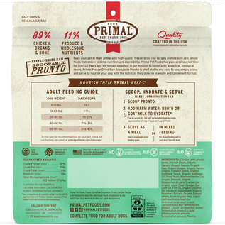 PRIMAL Primal Freeze Dried Raw Dog Food Pronto, Chicken, Complete & Balanced Meal Premium,  Grain Free, High Protein, 7 oz