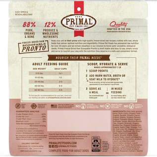 PRIMAL Primal Freeze Dried Raw Dog Food Pronto, Pork, Complete & Balanced Meal Premium,  Grain Free, High Protein, 7 oz