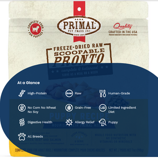 PRIMAL Primal Freeze Dried Raw Dog Food Pronto, Puppy Chicken, Complete & Balanced Meal Premium,  Grain Free, High Protein, 7 oz