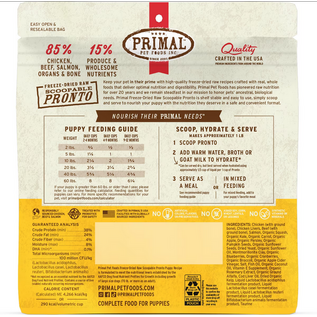 PRIMAL Primal Freeze Dried Raw Dog Food Pronto, Puppy Chicken, Complete & Balanced Meal Premium,  Grain Free, High Protein, 7 oz