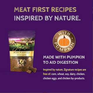 Zignature ZIGNATURE DOG ZIGGY BAR GRAIN FREE PORK FORMULA 12OZ
