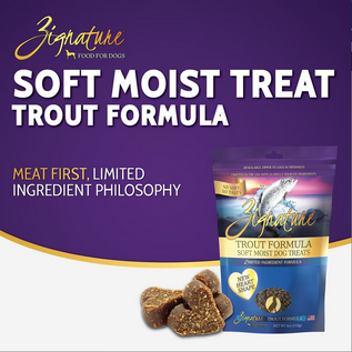 Zignature ZIGNATURE DOG SOFT MOIST TREATS GRAIN FREE TROUT 4OZ
