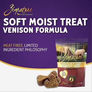 Zignature ZIGNATURE DOG SOFT MOIST TREATS GRAIN FREE VENISON 4OZ