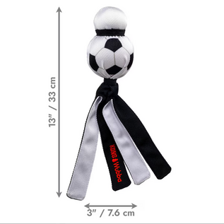 KONG KONG Wubba Sport Soccer Ball Squeaky Plush Dog Toy, Black White, Large