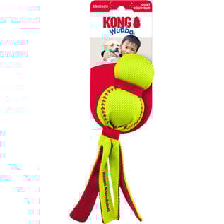 KONG KONG Wubba Sport Softball Squeaky Plush Dog Toy, Yellow, Small