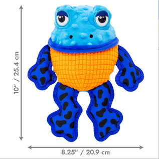 KONG KONG Tropics Rattlez Frog Tough Squeaky Plush Dog Toy, Blue, Medium/Large