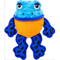 KONG KONG Tropics Rattlez Frog Tough Squeaky Plush Dog Toy, Blue, Medium/Large