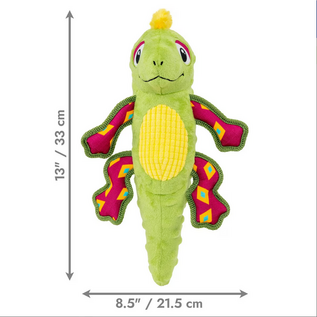 KONG KONG Tropics Rattlez Iguana Tough Squeaky Plush Dog Toy, Green, Medium/Large