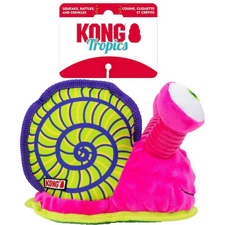 KONG KONG Tropics Rattlez Snail Tough Squeaky Plush Dog Toy, Medium/Large