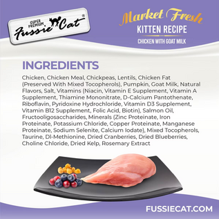 FUSSIE CAT Fussie Cat Market Fresh Kitten Recipe Chicken with Goat Milk Dry Cat Food, 3.5-lb bag