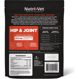 Nutri-Vet Hip & Joint Regular Strength Biscuits for  Small & Medium Dogs Peanut Butter Flavor Treats