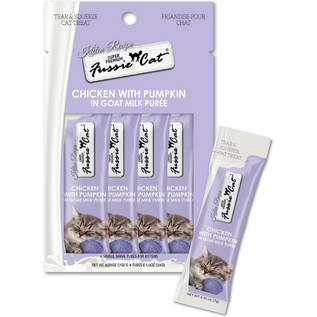 FUSSIE CAT Fussie Cat Chicken Flavored in Goat Milk Puree Lickable Kitten & Cat Treats, 1-oz tube, 4 count