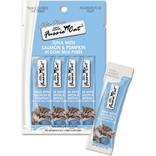 FUSSIE CAT Fussie Cat Tuna Flavored in Goat Milk Puree Lickable Kitten & Cat Treats, 1-oz tube, 4 count