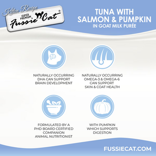 FUSSIE CAT Fussie Cat Tuna Flavored in Goat Milk Puree Lickable Kitten & Cat Treats, 1-oz tube, 4 count
