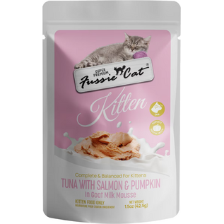 FUSSIE CAT Fussie Cat Kitten Salmon & Tuna Flavored with Pumpkin in Goat Milk Wet Cat Food, 1.5-oz pouch