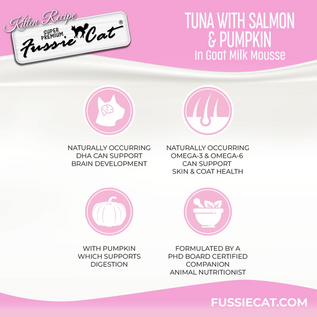 FUSSIE CAT Fussie Cat Kitten Salmon & Tuna Flavored with Pumpkin in Goat Milk Wet Cat Food, 1.5-oz pouch