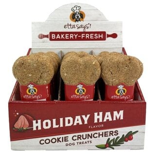 ETTA SAYS Etta Says! Bakery-Fresh Cookie Crunchers Holiday Ham Dog Treats, 1-oz