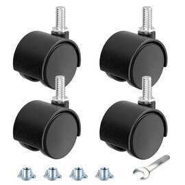 JUNGLE JUNCTION Replacement Castor Set  2" Nylon Plastic Stem Swivel, 5/16"-18 Threaded Stem w/ t nut , 4 Pcs