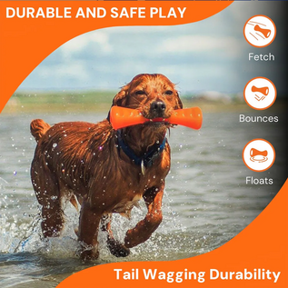 Bionic Urban Stick Tough Treating Dog Chew Toy Orange Medium 9-in