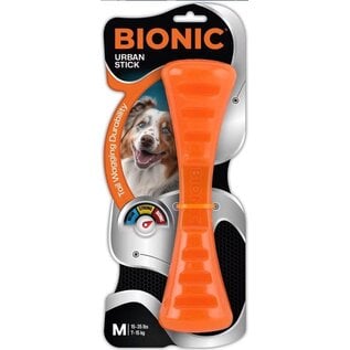 Bionic Urban Stick Tough Treating Dog Chew Toy Orange Medium 9-in