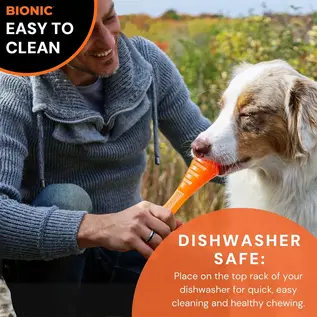 Bionic Urban Stick Tough Treating Dog Chew Toy Orange Large 10-in