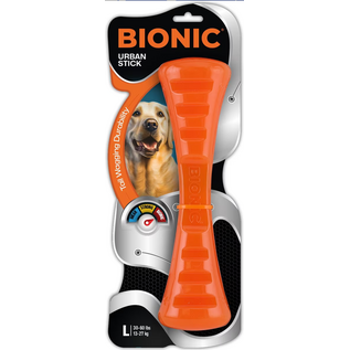 Bionic Urban Stick Tough Treating Dog Chew Toy Orange Large 10-in