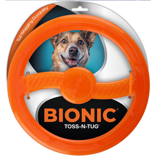 Bionic Toss-N-Tug Tough Dog Fetch Toy Orange Large 9-in