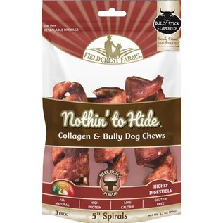 FIELDCREST FARMS Fieldcrest Farms Nothin' To Hide Spirals 5-inch Bully Dog Chews 3 pack