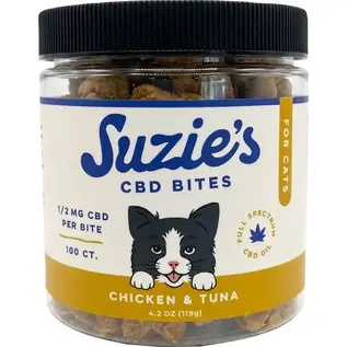 SUZIES'S CBD SUZIE'S CBD .5mg BITES CHICKEN & TUNA  FOR CATS 100 COUNT