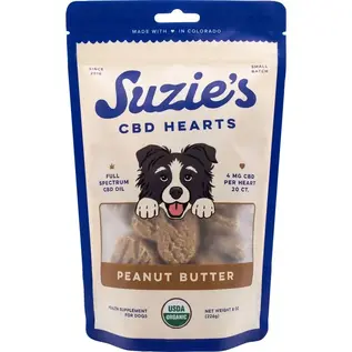 SUZIES'S CBD SUZIE'S CBD 4mg PEANUT BUTTER HEARTS FOR DOGS 20 count