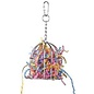 SUPER BIRD CREATIONS 6-1/2 by 3-Inch Mini Stainless Steel Treat Cage Bird Toy Filled With Paper, Small