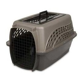 JW PET PRODUCTS Petmate Double Door Top Load Kennel, 24" Tan/Coffee