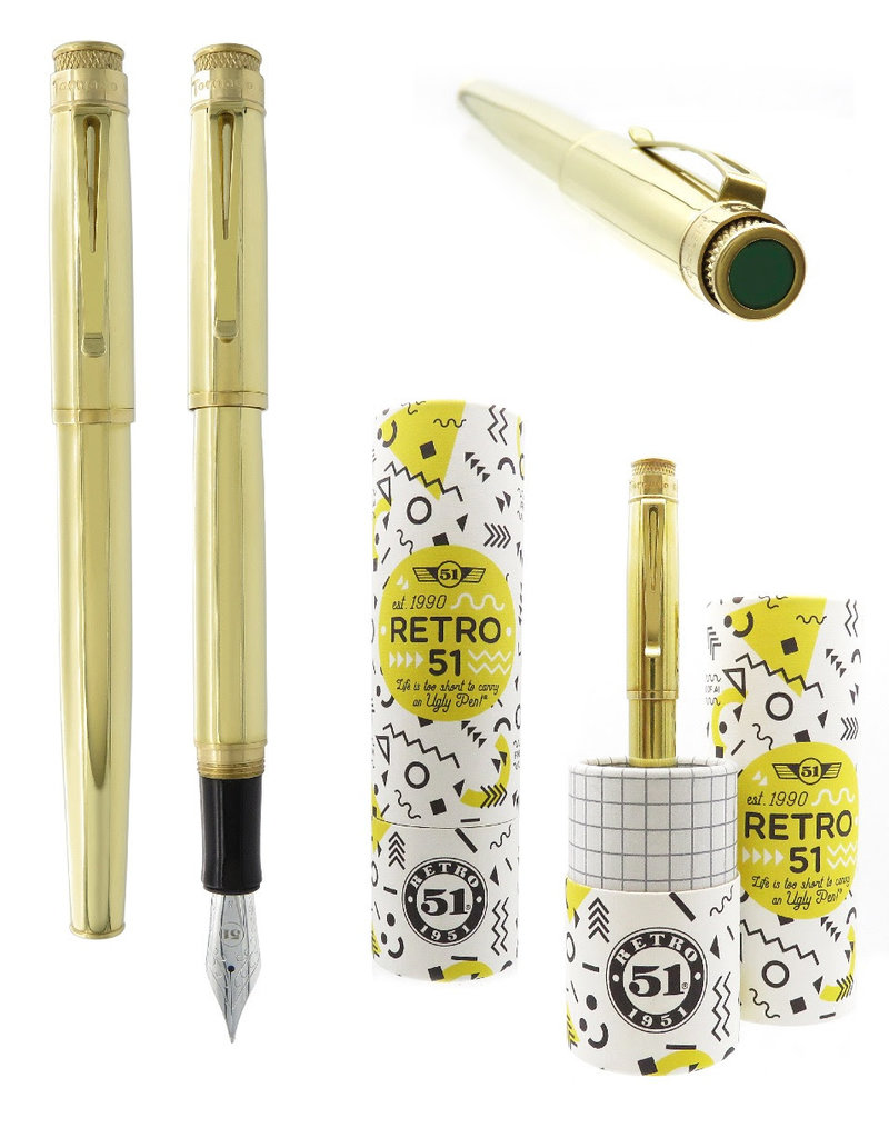 Retro 51 Retro 51 Raw Brass Fountain Pen - Medium Nib