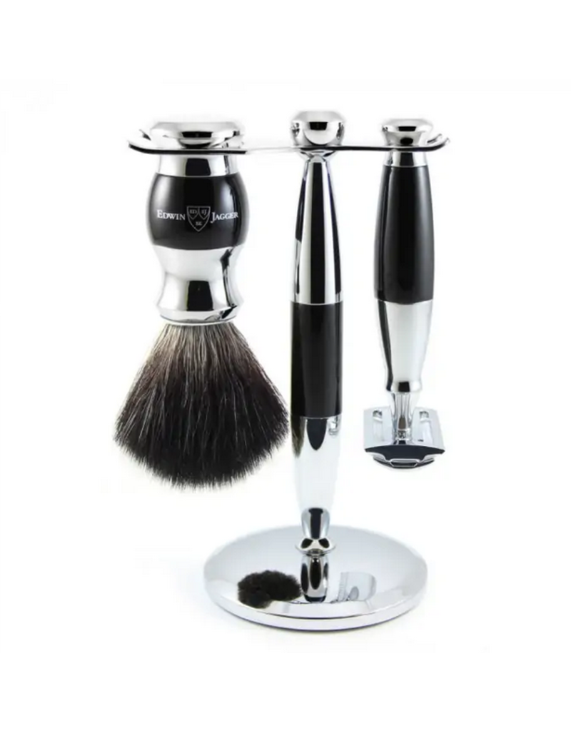 Edwin Jagger Edwin Jagger Set - Imitation Ebony Razor & Synthetic Brush