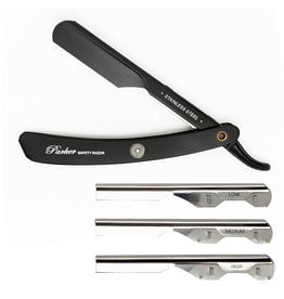 Parker Parker Straight Edge Barber Razor | PTABK | Adjustable Stainless Steel W/ Black Finish