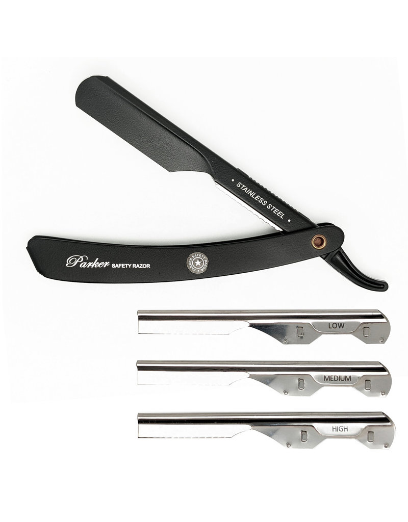 Parker Parker Straight Edge Barber Razor | PTABK | Adjustable Stainless Steel W/ Black Finish